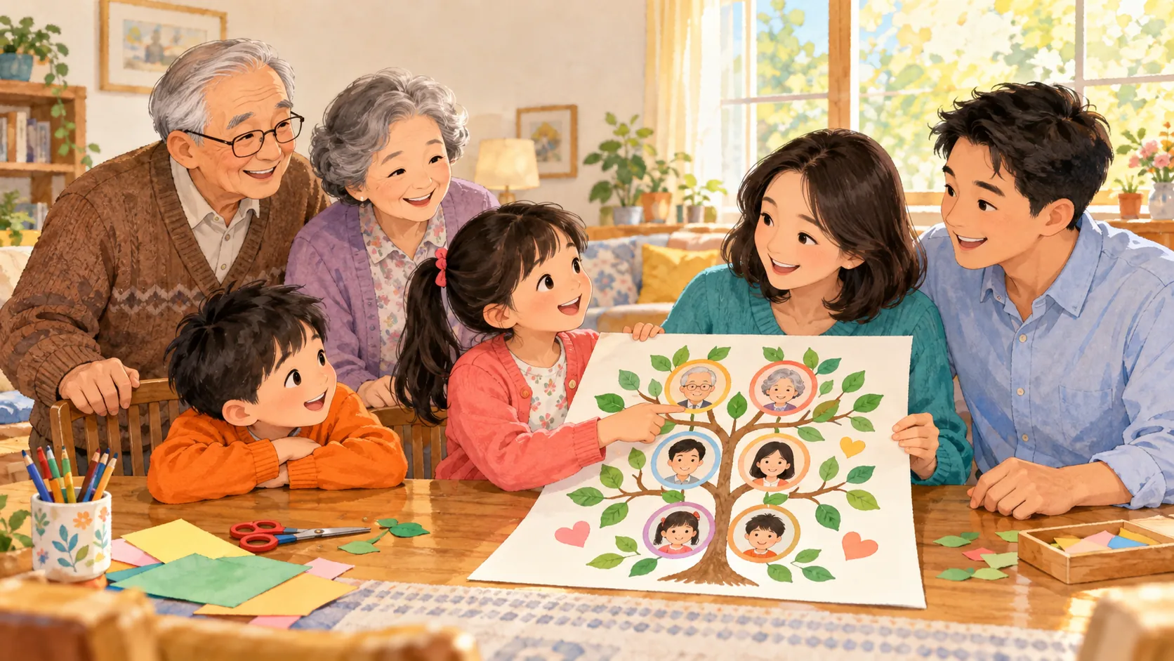 原创家庭场景插画